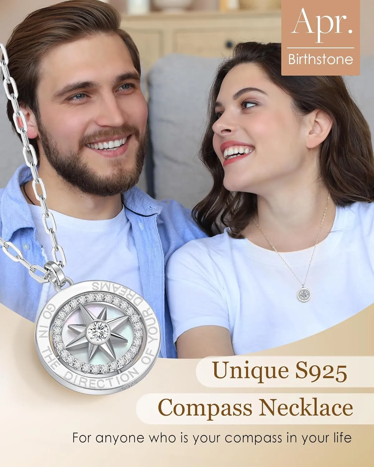 LOUISA SECRET Graduation Gifts for Her 2025, S925 Sterling Silver Compass Birthstone Necklace for Her, Anniversary Birthday Jewelry Gifts for Women Her