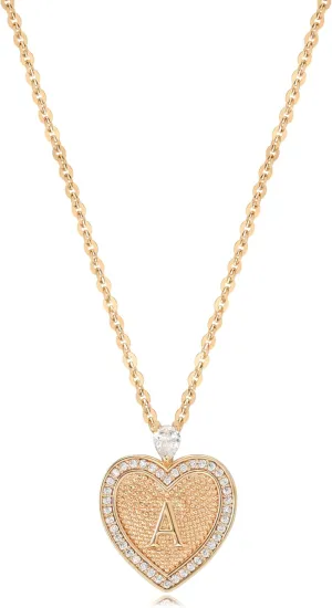 LOYATA Gold Heart Initial Necklace for Women14K Gold Plated Heart Diamond Letter Pendant Necklace Dainty Initial Necklaces for Women Custom Name Necklace Personalized Gold Jewelry for Women Gifts
