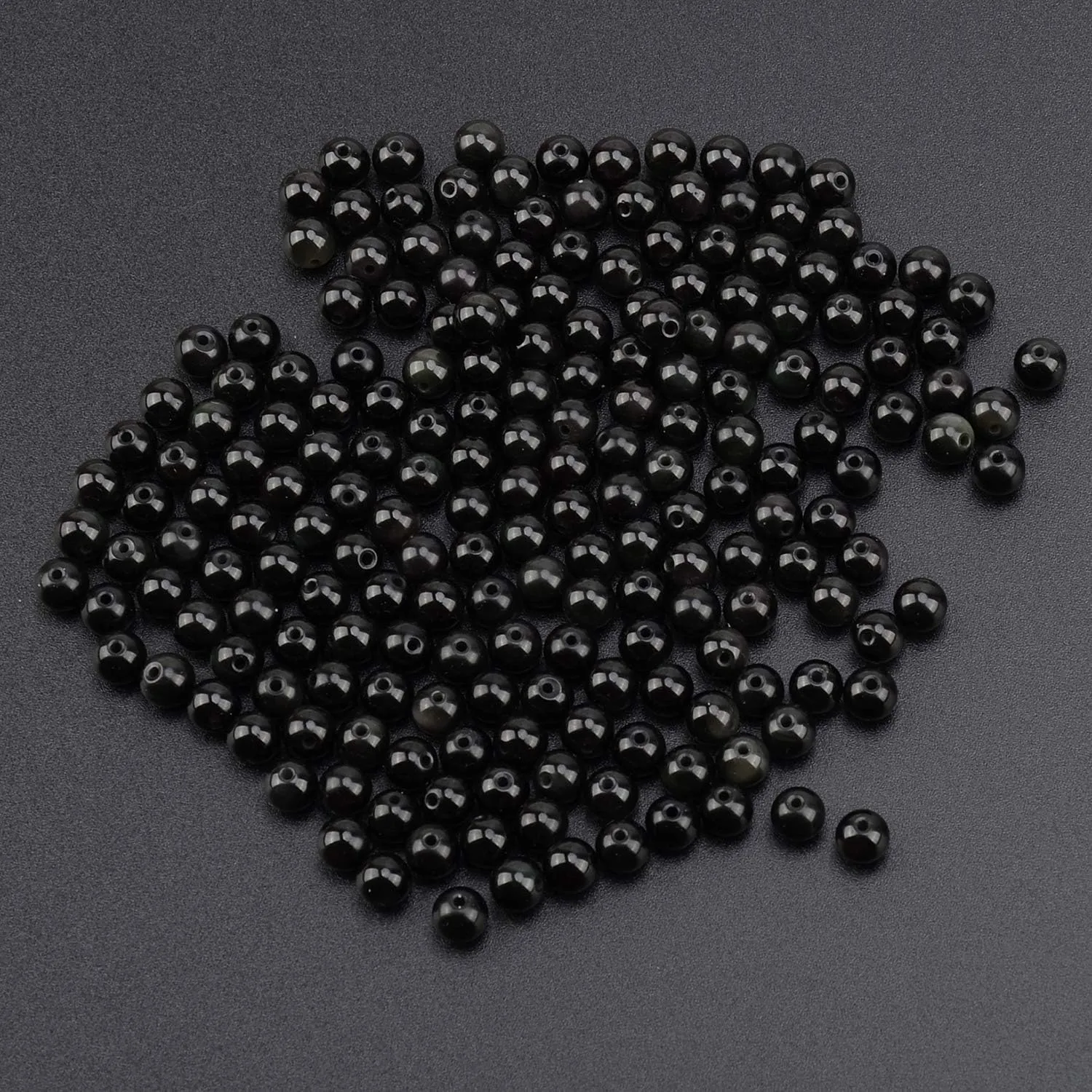 LPBeads 200Pcs Polished 6mm Round Natural Black Onxy Gemstone Loose Beads with Stretch Cord for Jewelry Making Bracelets