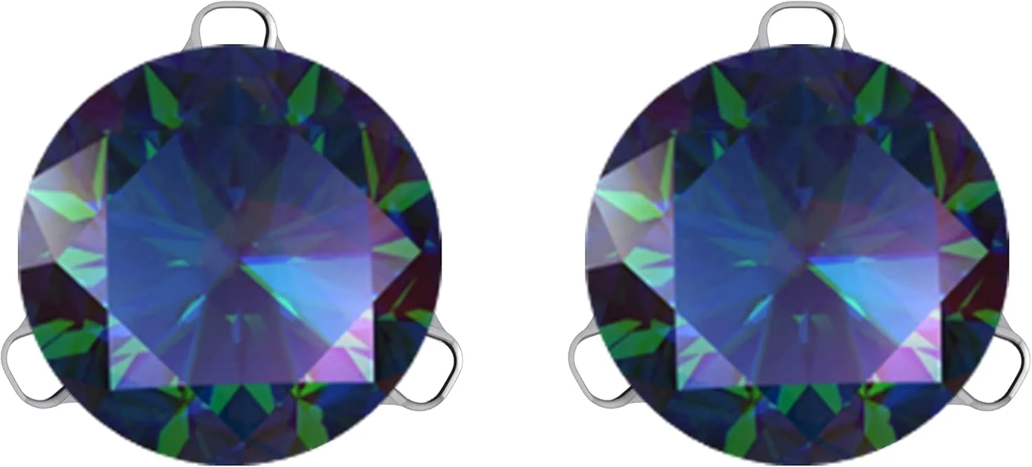 Lucita Simulated Birthstone Necklaces & Stud Earrings with Solid 14K Gold Posts & Sterling Silver Basket
