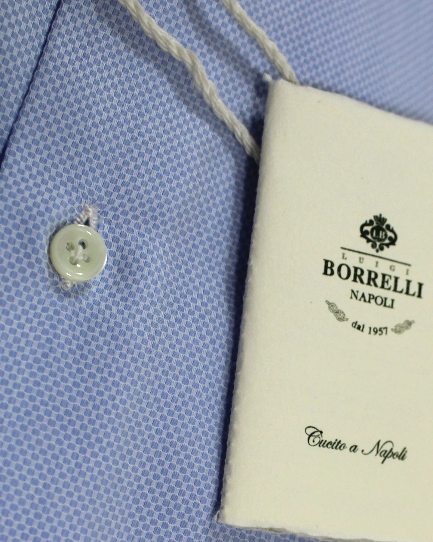 Luigi Borrelli Dress Shirt Blue Pattern 44 - 17 1/2