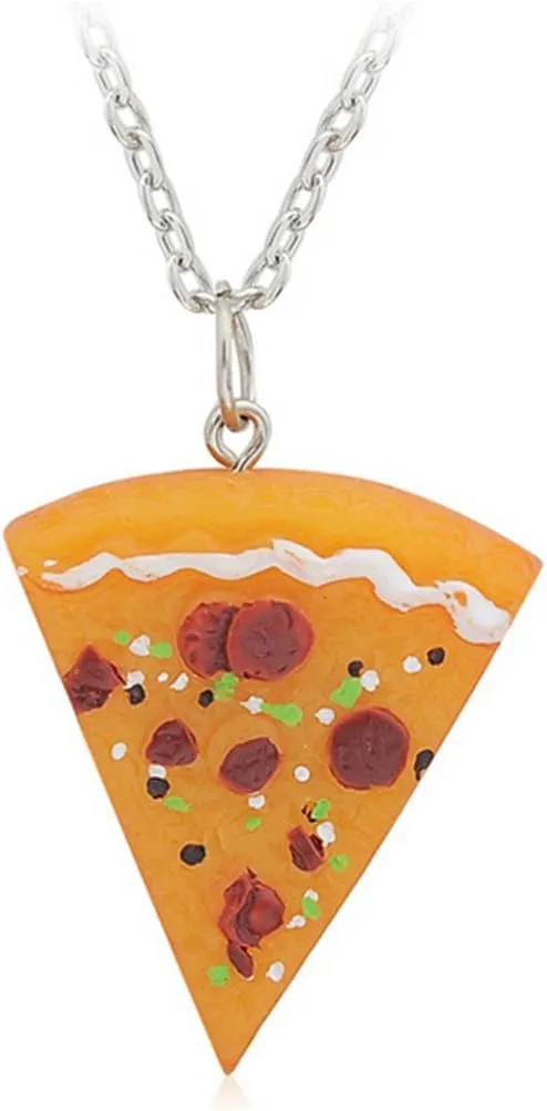 LUVI Fusicase 6pcs/lot Bling Silver Friend Friendship Couple Pizza Metal Necklace(Orange)