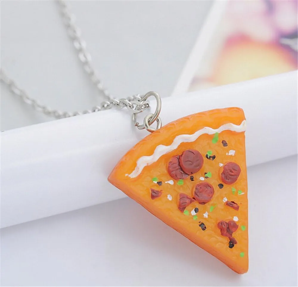 LUVI Fusicase 6pcs/lot Bling Silver Friend Friendship Couple Pizza Metal Necklace(Orange)