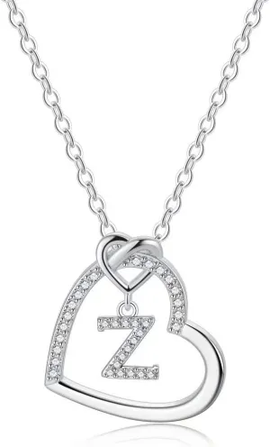 M MOOHAM Graduation Gifts - Heart Initial Necklaces for Girls Teen Women, 14K Gold Plated Cubic Zirconia Heart Pendant Necklace, Dainty Initial Heart Necklace Letter A to Z Jewelry for Women Girls