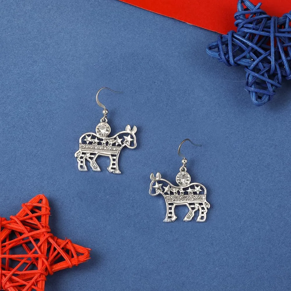 Madison Tyler Hypoallergenic Earrings | Dangle Earring | Silver Earrings for Women | Americana Vote Earrings | Drop Earring for Women Trendy | Patriotic Earrings Jewelry Gifts