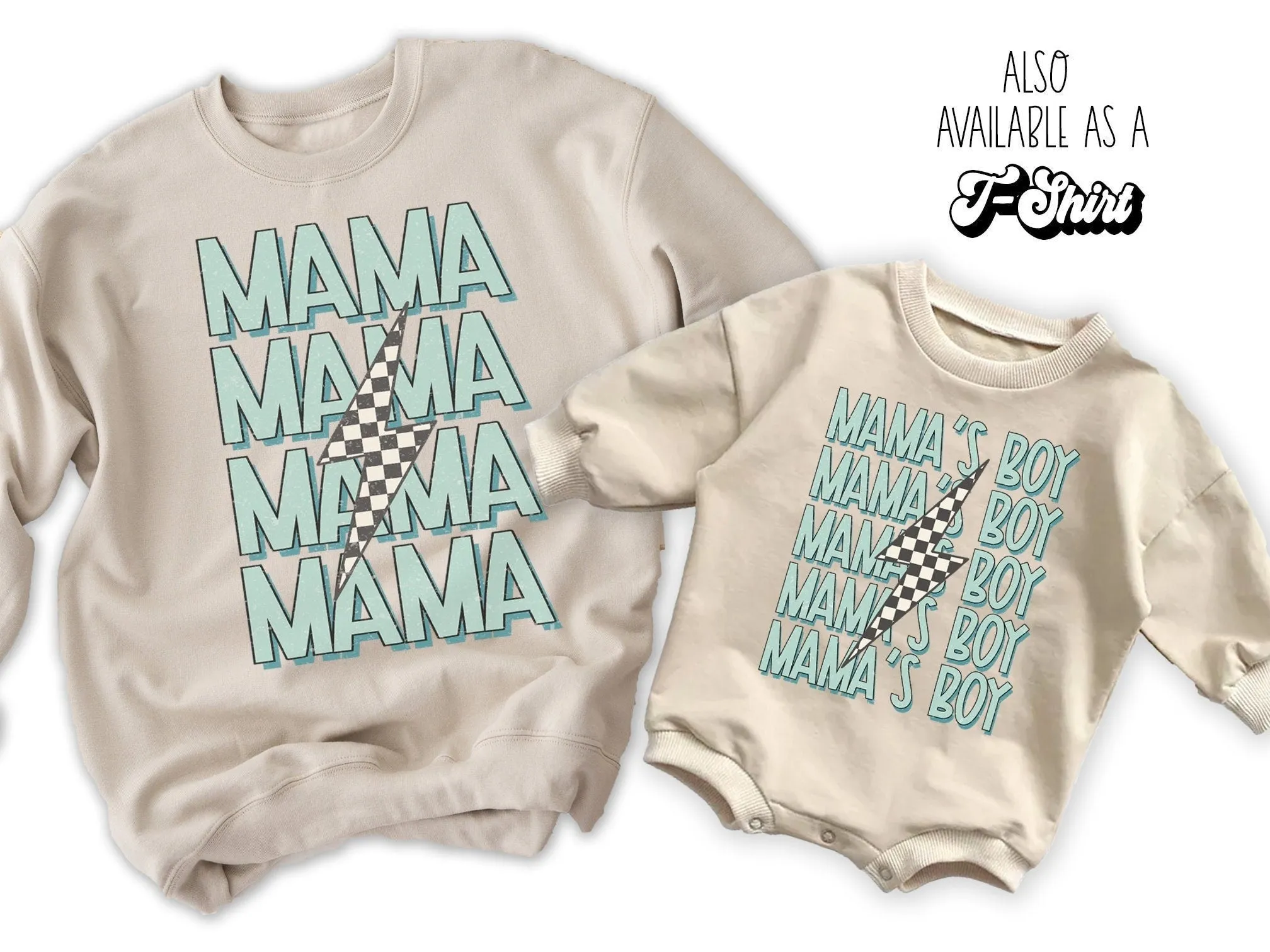 Mama and Mama's Boy Rocker Matching Mom Kids Sweatshirts Mother's Day Mommy and Me Mother Son Shirts