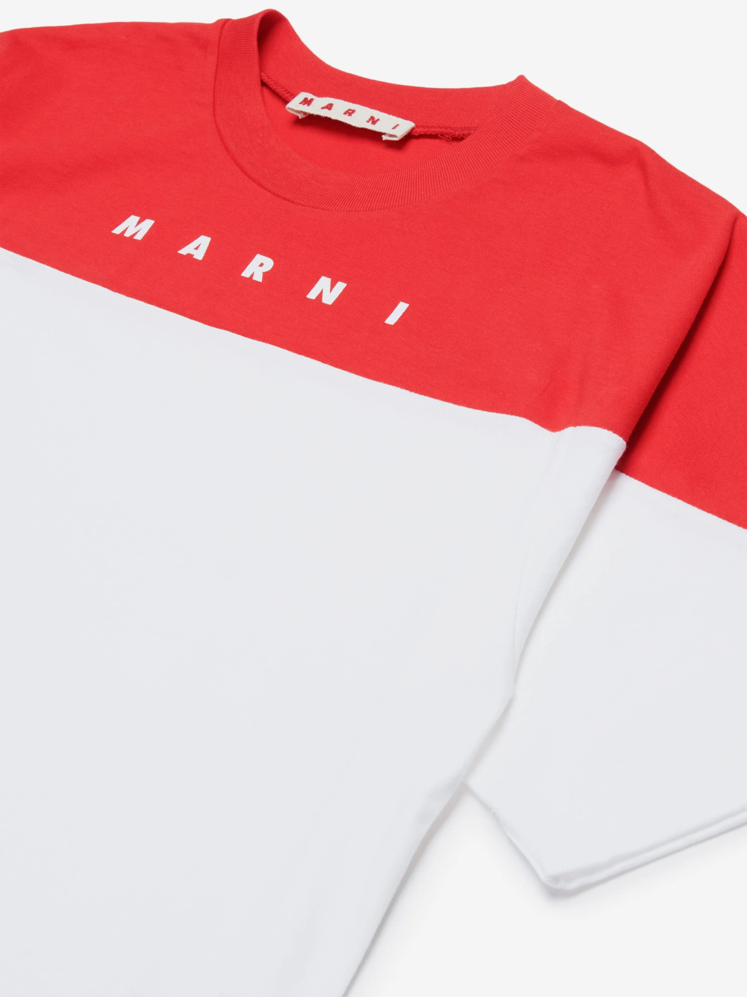MARNI Kids Colourblock T-Shirt in White