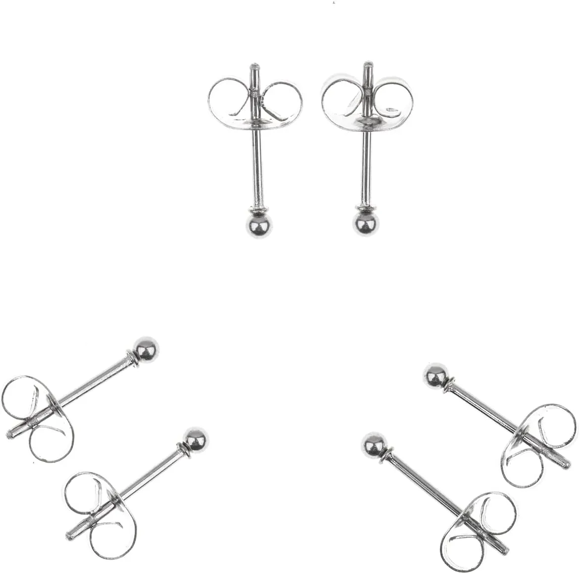 Memsion Stainless Steel Earrings Hypoallergenic Earrings, Ball Stud Silver Stud Earrings Set for Women Men Girls, Nickel Free Earrings