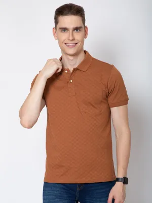 Men Polo Neck Jaquard Round Neck T-Shirt