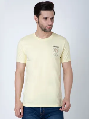Men Round Neck Light Yellow T-Shirt