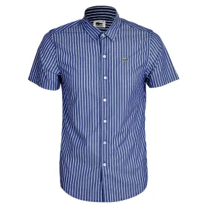Men's Striped Lightweight Cotton Short Sleeve Shirt - Blue