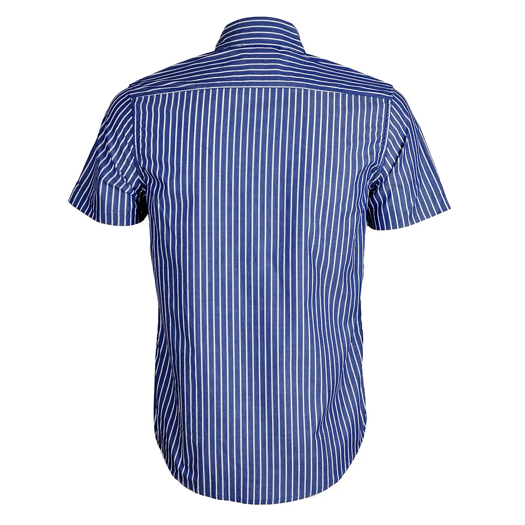 Men's Striped Lightweight Cotton Short Sleeve Shirt - Blue