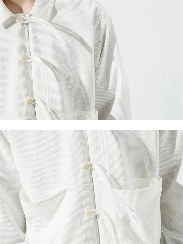 Men's Trendy Lapel Tassel Button Flannel Shirt