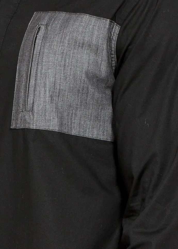 Men's Zip Pocket Button Up in Black