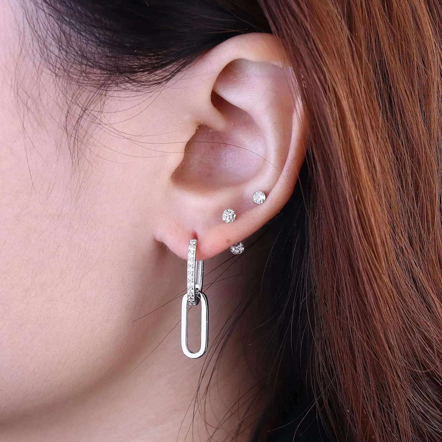 MILACOLATO 925 Sterling Silver Hoop Earrings for Women 18K Gold Silver Plated Drop Dangle Hoop Earrings with Charms Cross Spike Moon Star Paperclip Link Statement Earrings Convertible Link Huggie Earrings Hypoallergenic