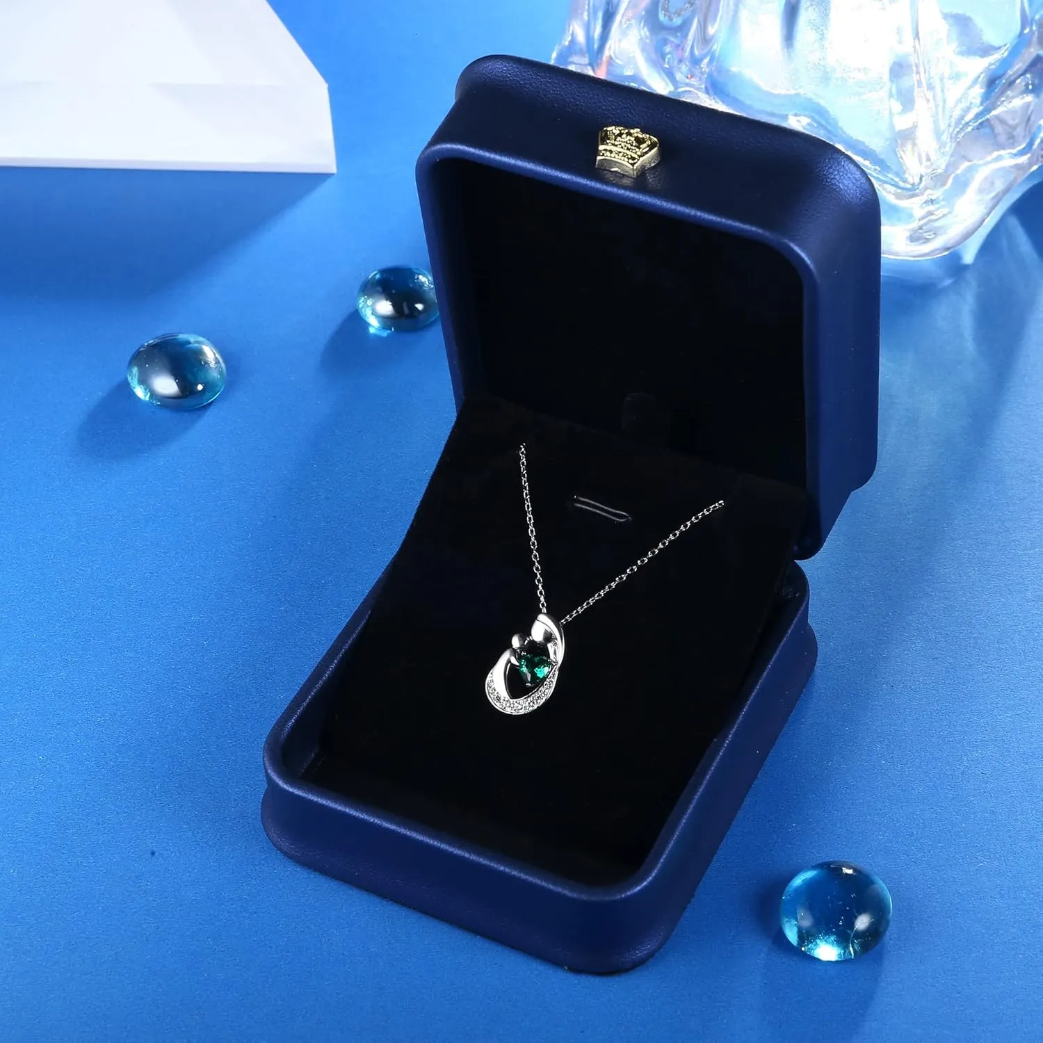 MILACOLATO Mother's Day Gifts S925 Sterling Silver Mother Daughter Necklaces 18K White Gold Filled Mom and Child Heart Birthstone Necklace Mom Pendant Necklaces for Mom New Mum Grandma Women Wife