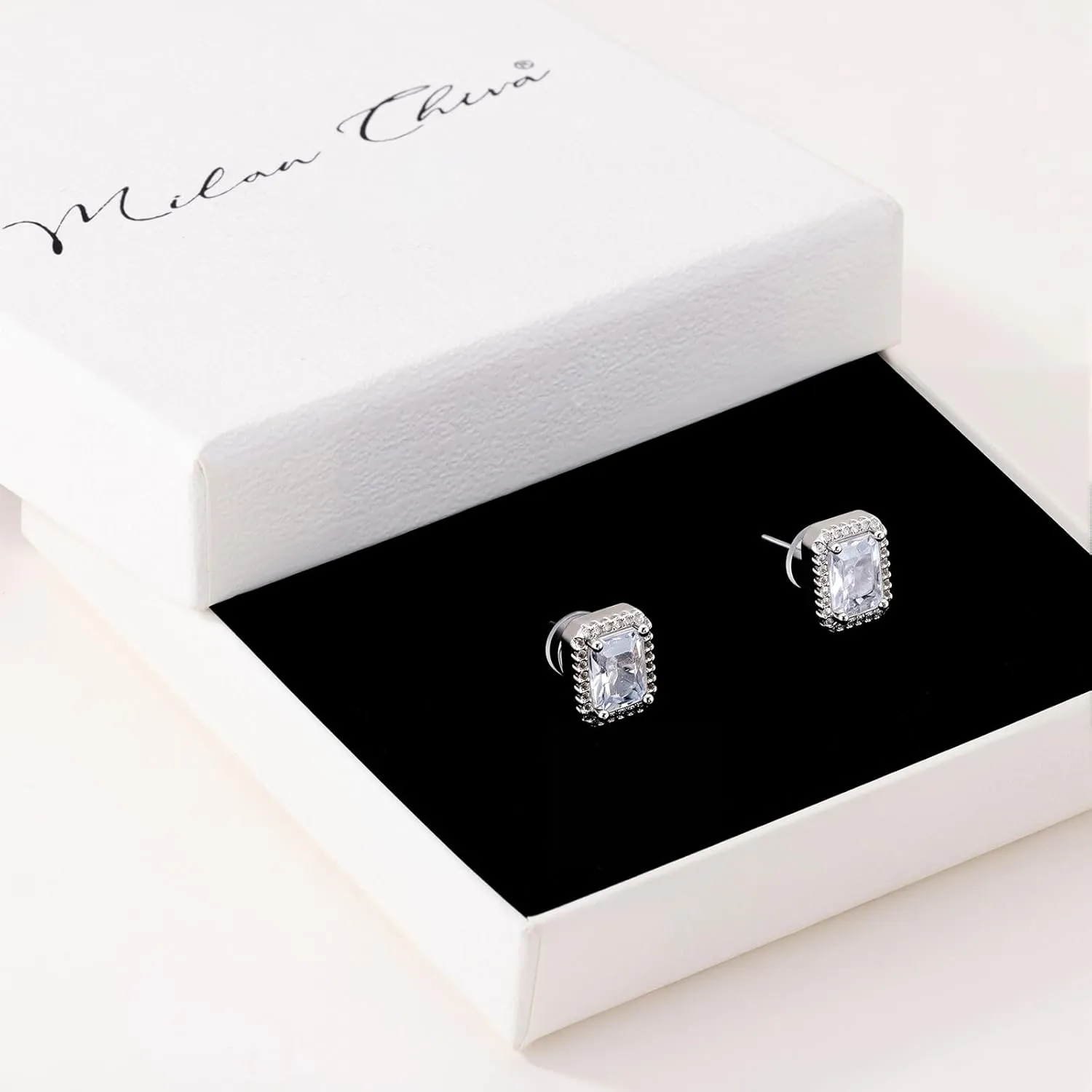 Milan Chiva 14K Gold Statement Stud Earrings for Women Trendy Gold Plated Dainty Geometric Dangle Jewelry