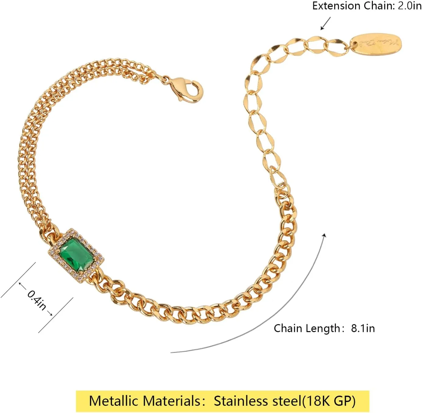 Milan Chiva Gold Bracelets for Women Trendy Non Tarnish Dainty 14K Gold Plated Jewelry Adjustable Chain Bracelet for Womens Jewelry