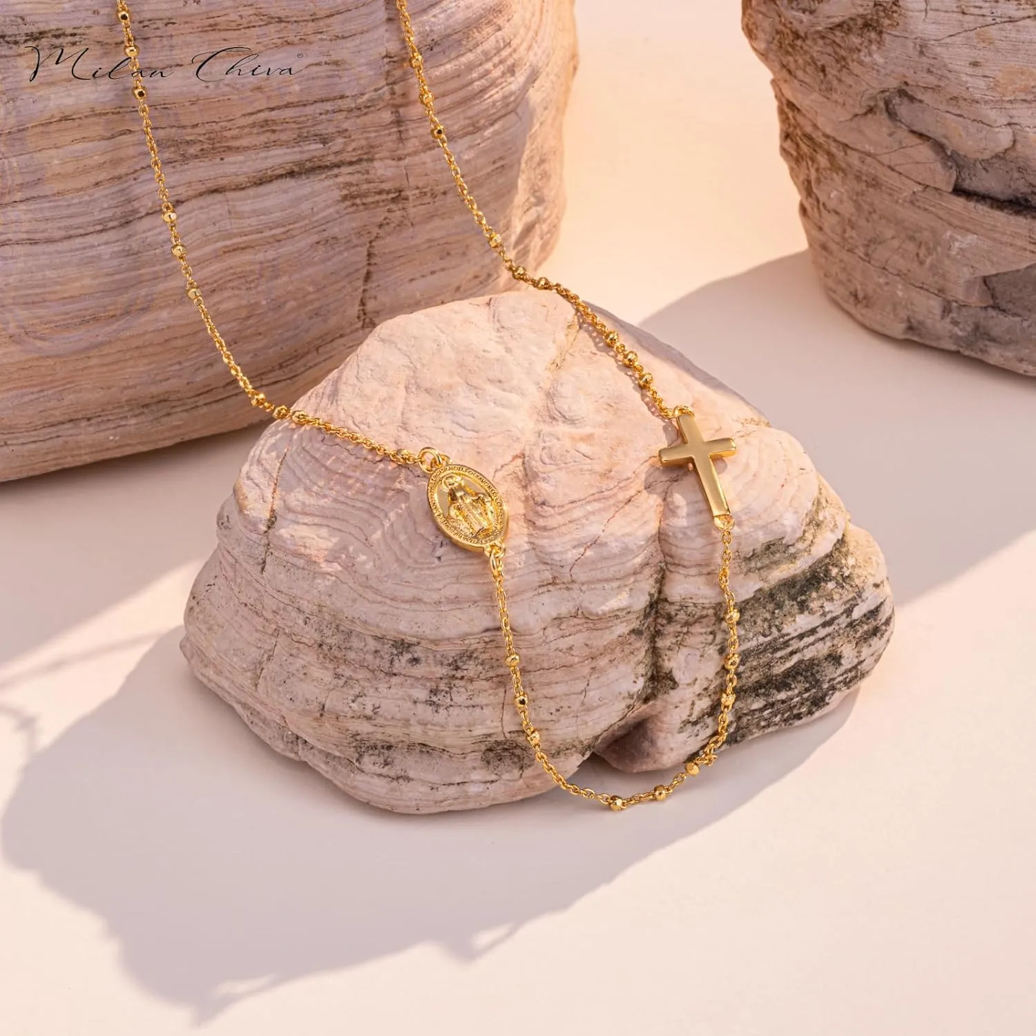 Milan Chiva Gold Necklaces for Women 14K Gold Plated Chain Lightweight Dainty Jewelry