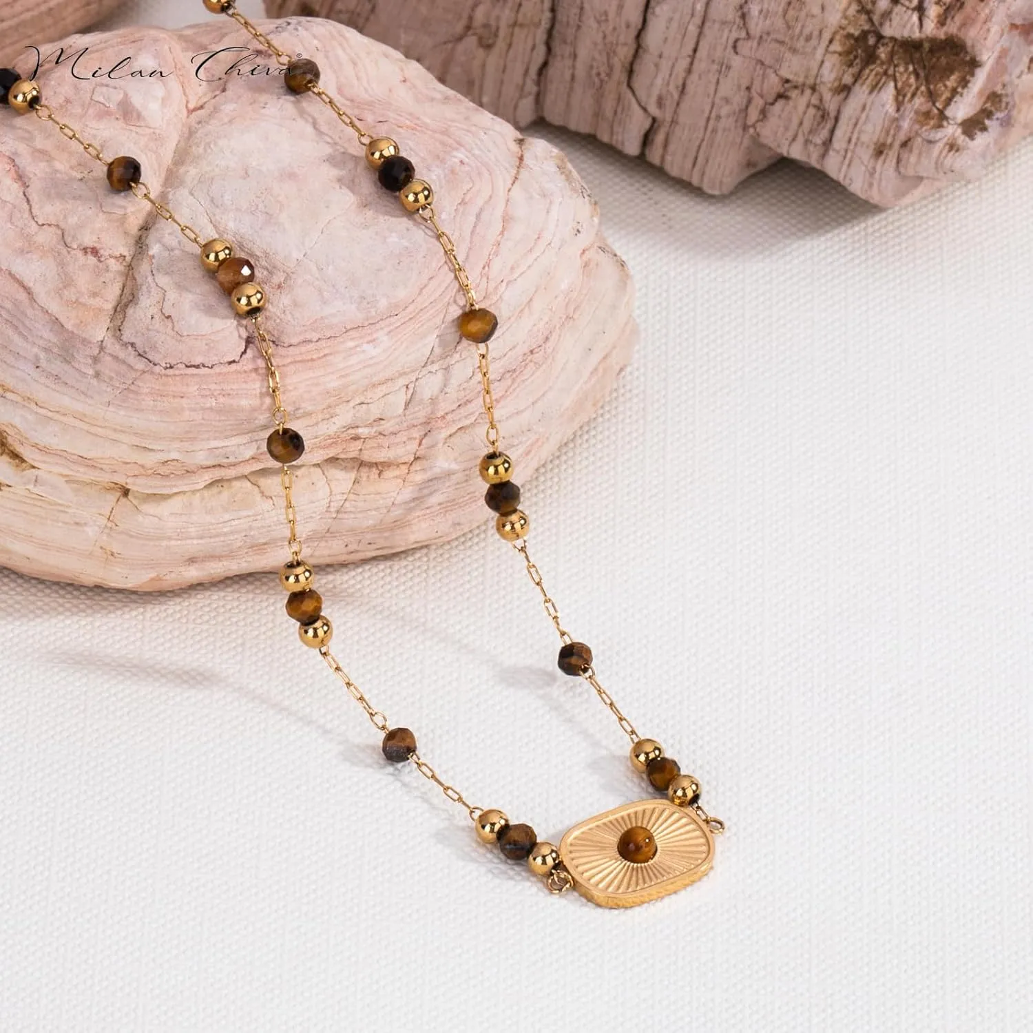 Milan Chiva Gold Plated Pendant Necklaces for Women Dainty Lightweight Trency Jewelry