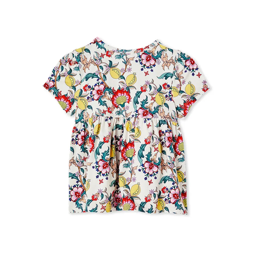 Milky Citrus Floral Tee - Off White