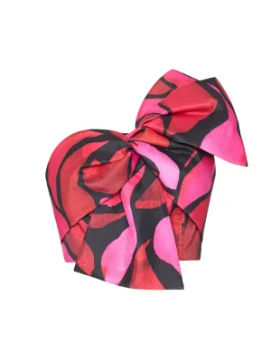 Milly Laney Bow Printed Crop Top in Dream Rose Pink