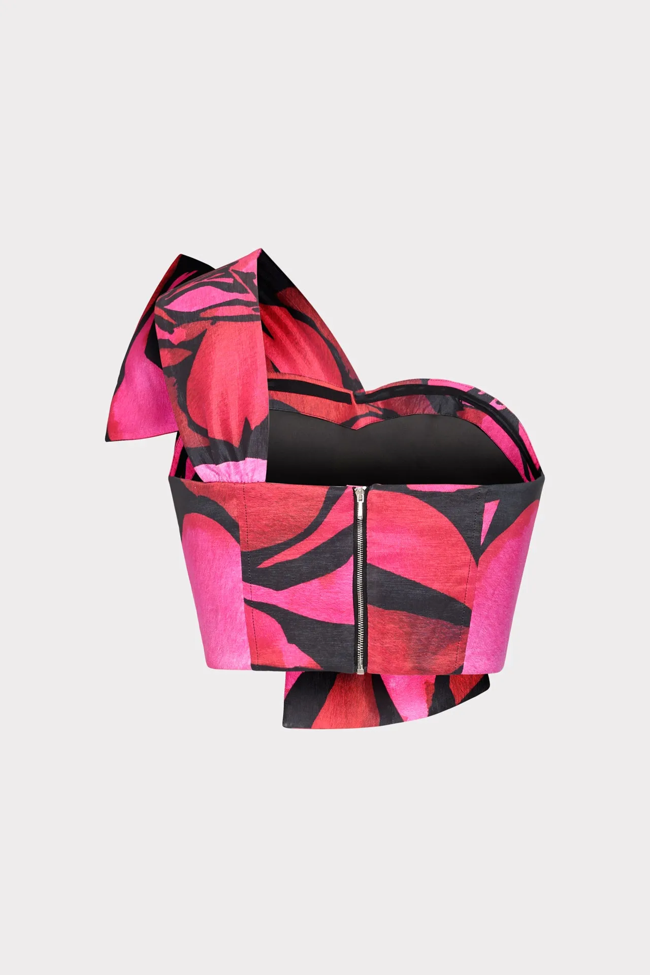 Milly Laney Bow Printed Crop Top in Dream Rose Pink