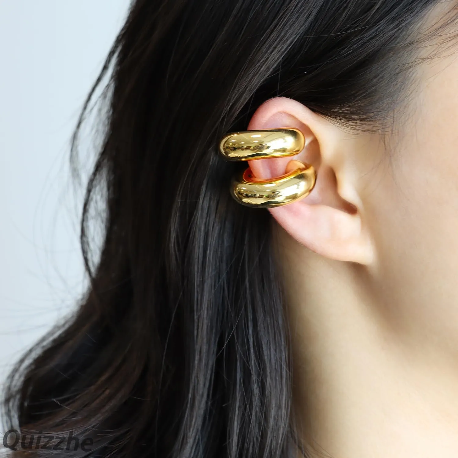 Minimalism Chunky Ear Cuff Earrings Gold Simple Huggie Earrings Trendy Non Piercing Clip on Earrings Chic Cartilage Climber Earrings Helix Wrap Earrings Jewelry for Women