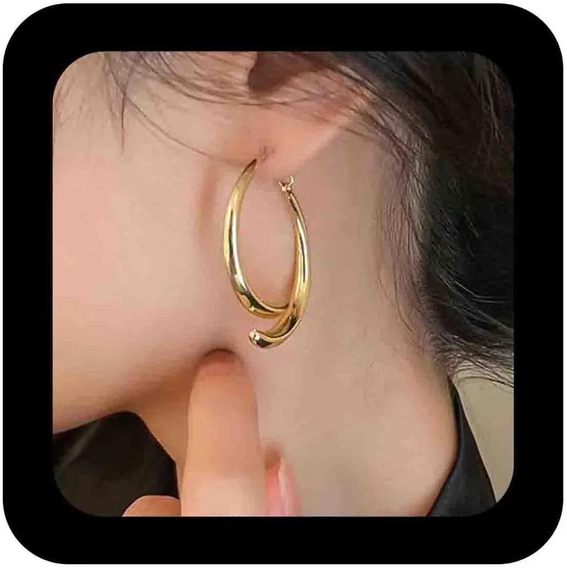 Minimalist Cross Curved Dangle Earrings Long Curved Bar Drop Earrings Gold Curved Ear Jacket Earrings Curved Ear Cuffs Earrings Polished Curved Earrings Jewelry for Women