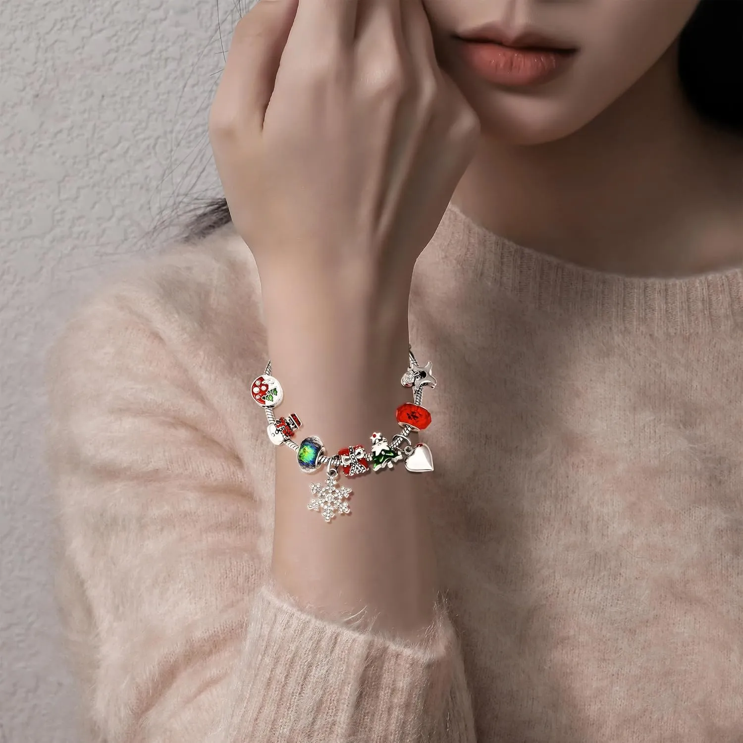 MISS RIGHT Bracelets for Women - Christmas Advent Calendar Bracelets 2024 24 Days Xmas Countdown Calendar DIY Jewelry Making Kit Gift 11 Charm Beads And Two Types of Bracelets