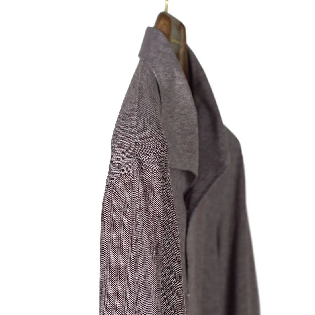 Mixed maroon cotton pique long sleeve polo shirt, one-piece "Miami" collar