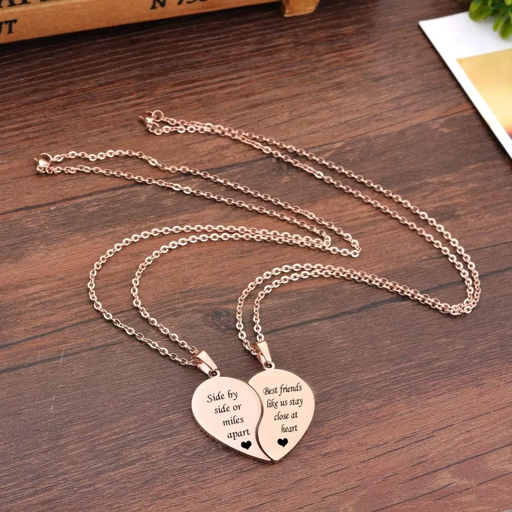MJartoria BFF Necklace for 2-Valentines Heart Matching Necklace Best Friends Pendant Friendship Necklace Set of 2 Birthday Gifts