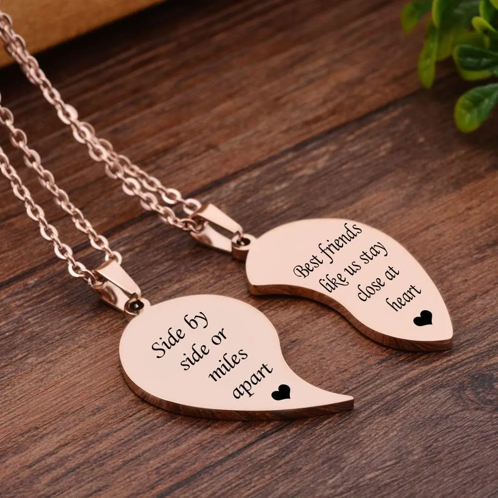 MJartoria BFF Necklace for 2-Valentines Heart Matching Necklace Best Friends Pendant Friendship Necklace Set of 2 Birthday Gifts