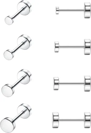 MJust Titanium Earrings Set for Sensitive Ears 20 Gauge Pure Titanium Cartilage Earring Ball Cubic Zirconia G23 Hypoallergenic Flat Back Earrings Studs