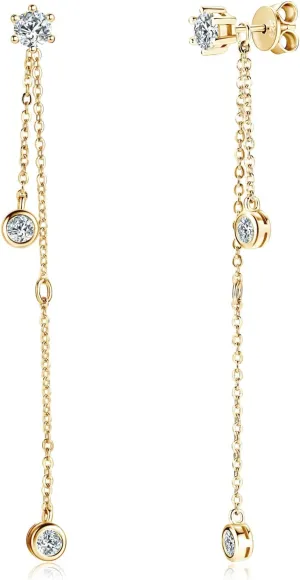 Moissanite Dangle Earrings for Women, S925 Sterling Silver Linear Drop Earring D-E Color VVS1 Moissanite Hypoallergenic Jewelry for Sensitive Ear