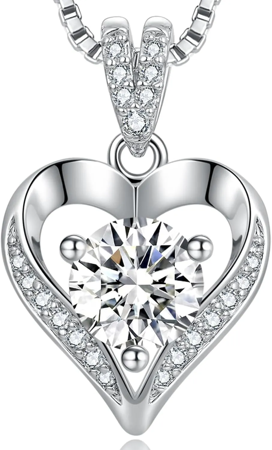 Moissanite Heart Necklaces for Women Wife, S925 'I LOVE YOU' 1-3 Carat Diamond-like Jewelry, Anniversary Birthday Gifts for Women, Birthday Gift Ideas for Wife, Women's Necklaces for Her Girlfriend