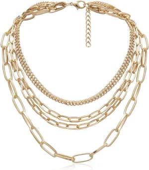 MOKAVIKY 25 Punk Chunky Necklaces for women Silver Chain Goth Layered Necklace
