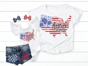 Mommy and Me 4th of July America the Beautiful Matching Shirts
