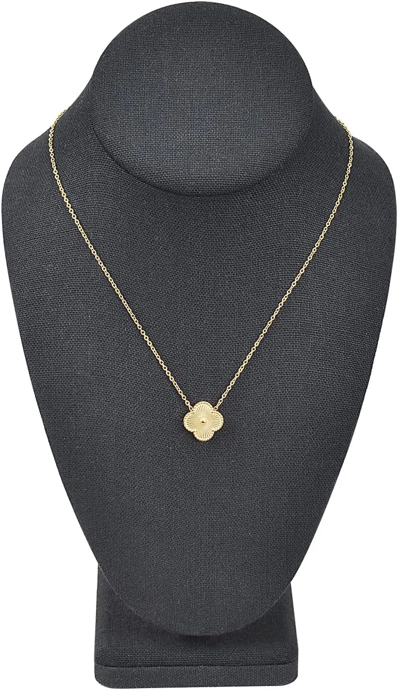 MOOCA 2 Pcs Linen Covered Wood Jewelry Display Necklace Chain Jewelry Bust Display Holder Stand, Necklaces Bust Mannequin, 6 3/8 W x 4 1/4 D x 10 H in, Black Linen