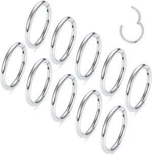 MOQIKAKA16G 18G 20G Surgical Steel Nose Septum Rings Hoops - Stainless Steel Hinged Clicker Segment Nose Rings Hoop Helix Cartilage Daith Tragus Sleeper Earrings, Ear Plugs Tunnels Gauges