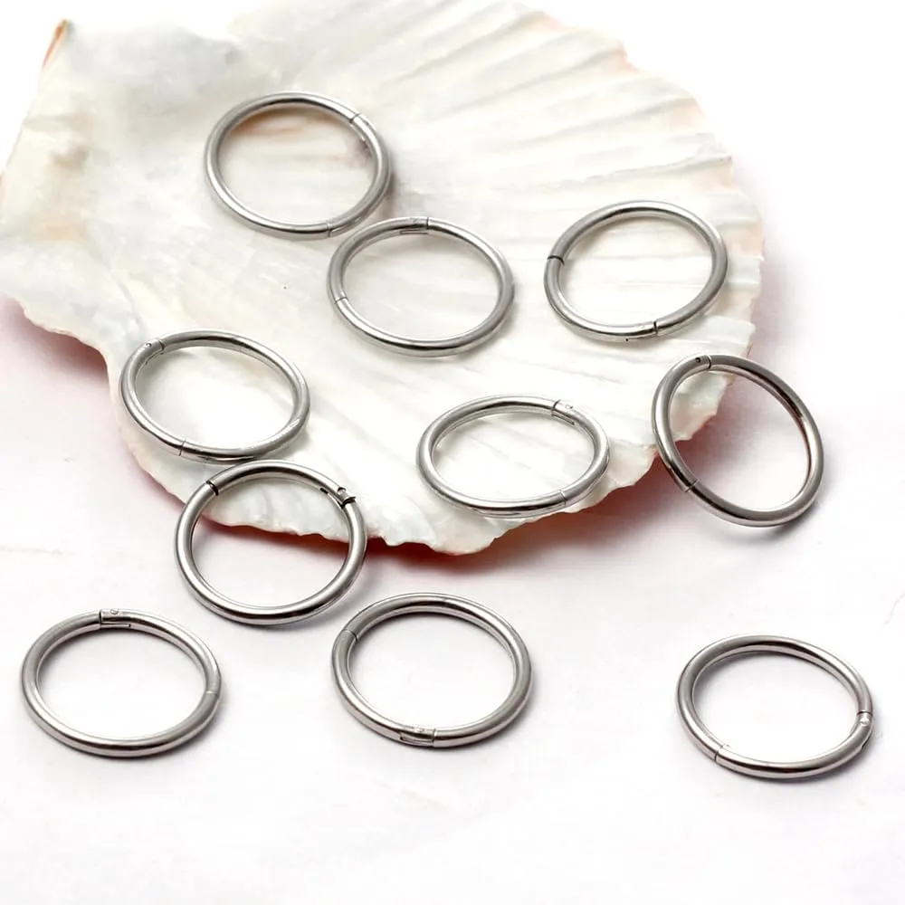 MOQIKAKA16G 18G 20G Surgical Steel Nose Septum Rings Hoops - Stainless Steel Hinged Clicker Segment Nose Rings Hoop Helix Cartilage Daith Tragus Sleeper Earrings, Ear Plugs Tunnels Gauges