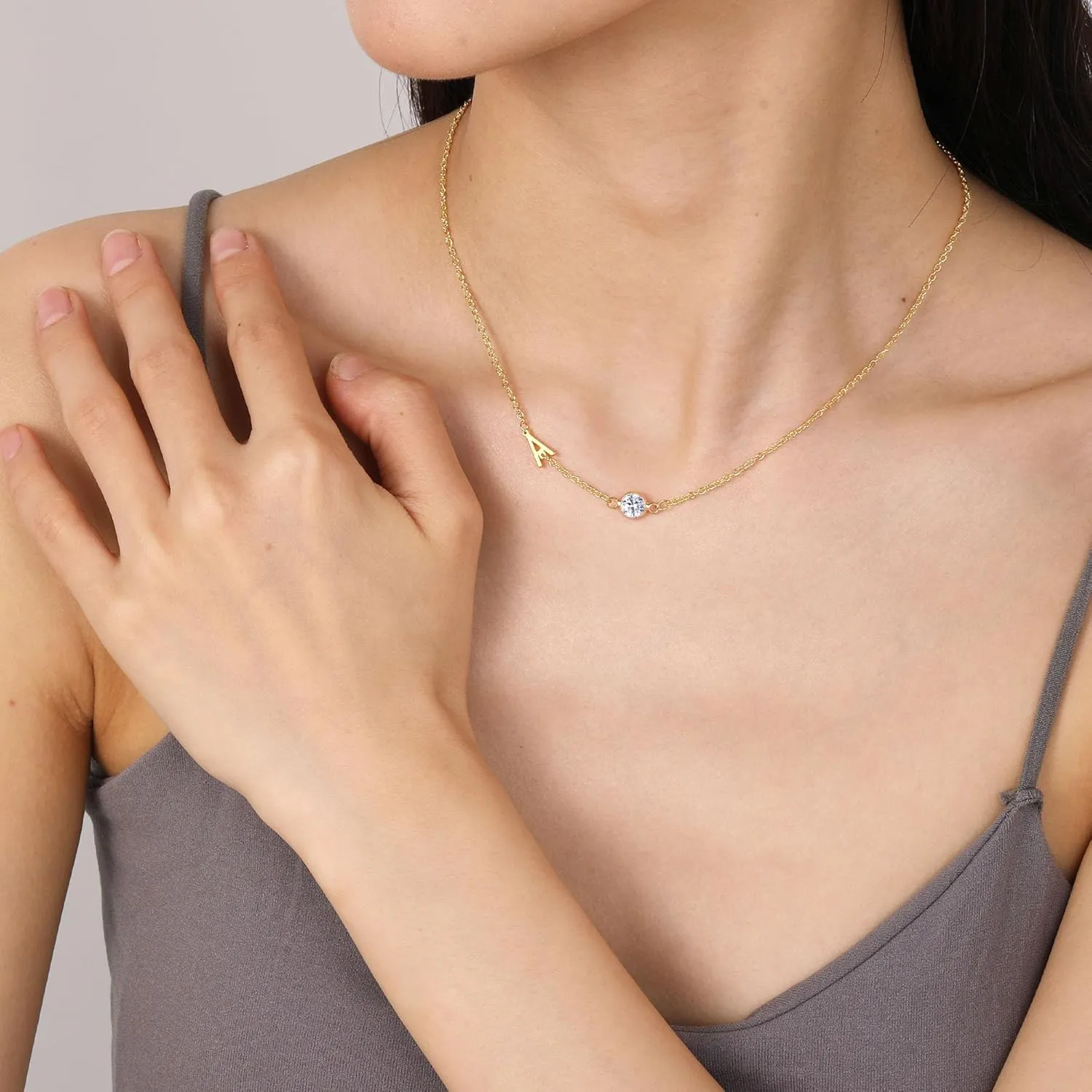 Mothers Day Gifts for Daughter Mom, Birthstone Necklace for Women Birthday Gifts for Teen Girls 14K Plated Gold Necklaces Initial A-Z Necklace Graduation Gift for Her Girlfriend Christmas Jewelry