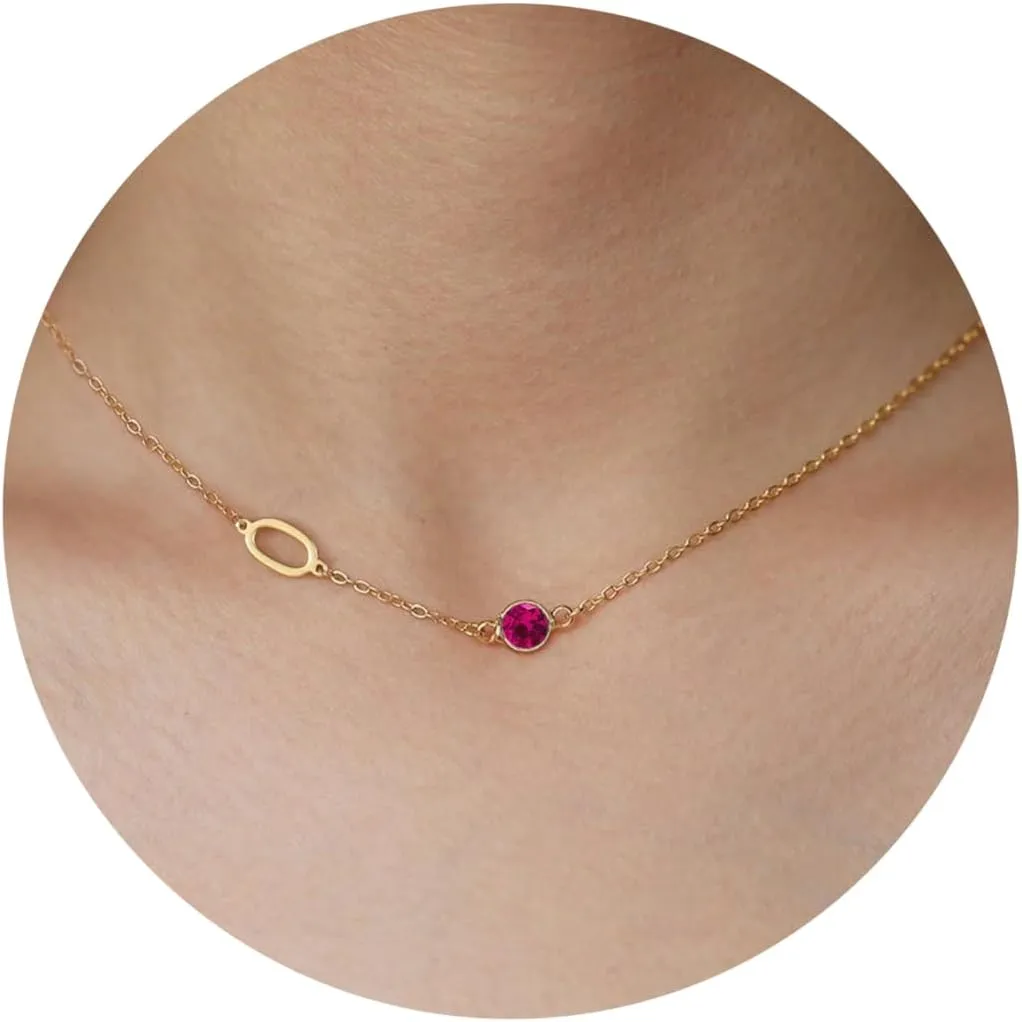 Mothers Day Gifts for Daughter Mom, Birthstone Necklace for Women Birthday Gifts for Teen Girls 14K Plated Gold Necklaces Initial A-Z Necklace Graduation Gift for Her Girlfriend Christmas Jewelry