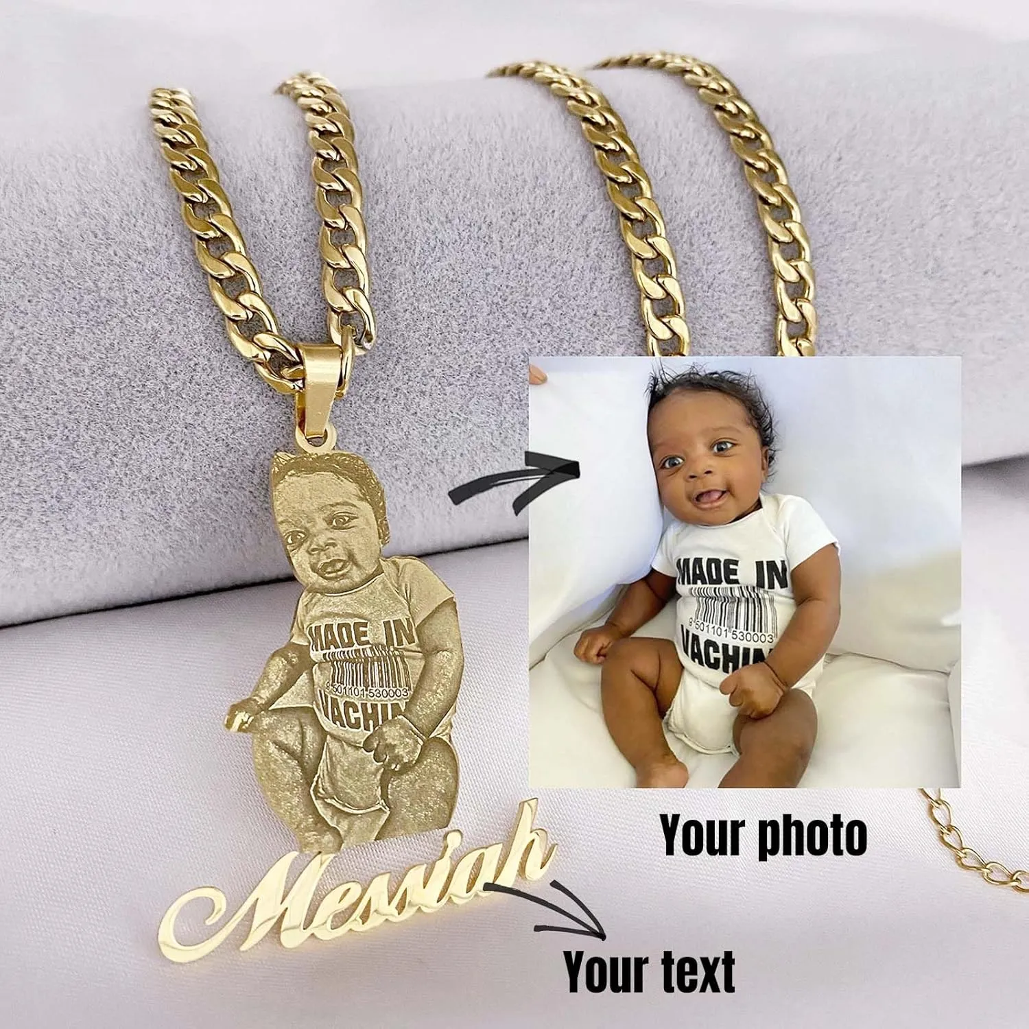 MOTICIUS Custom Photo Necklace Personalized Picture Necklaces for Women Men Personalized Picture Engraved Necklace for Him & Her Custom Photo Pandent Necklaces Gift for Mother 's Day Birthday Father 's Day