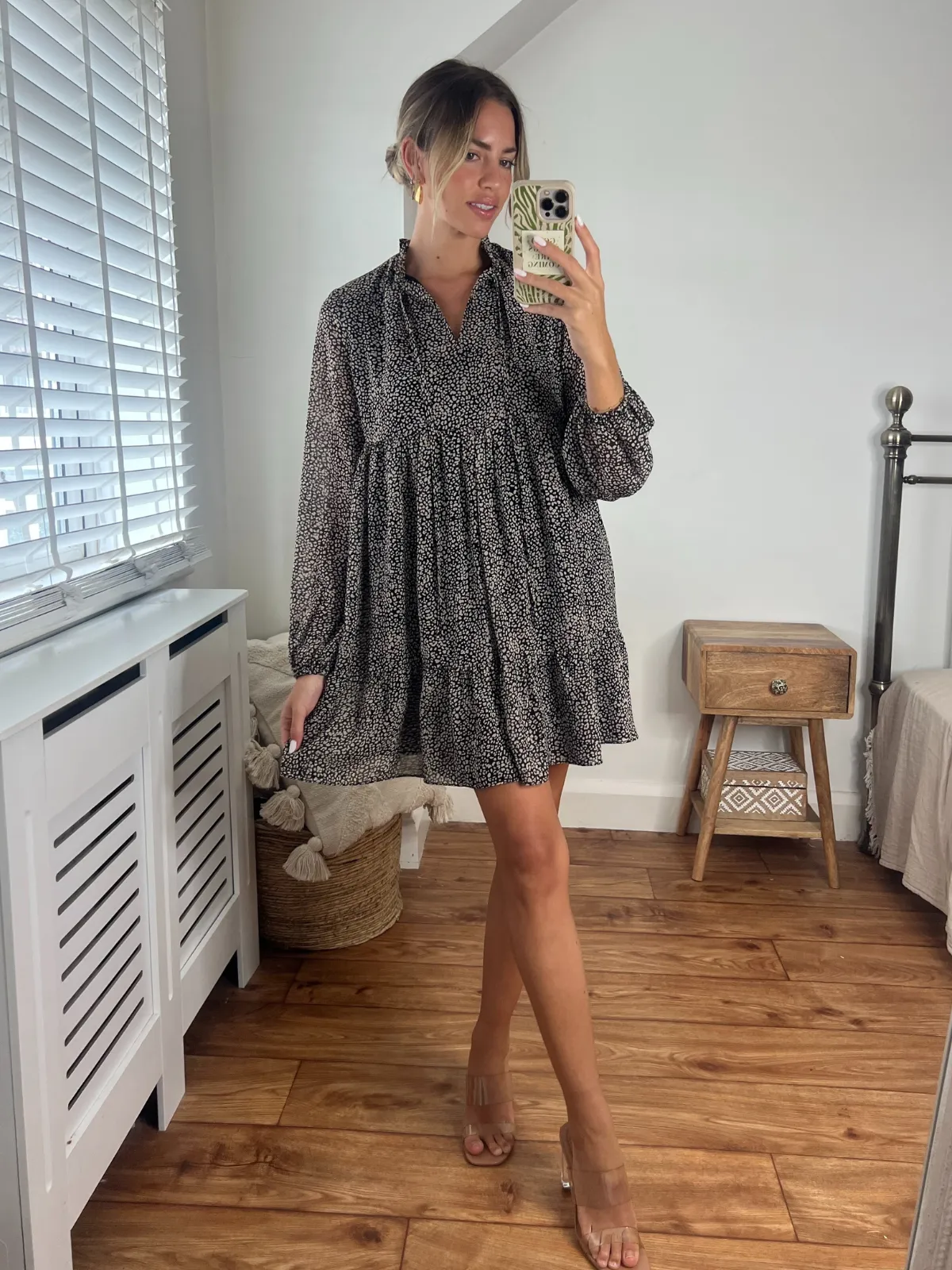 Nancy Blouson Mini Shirt Dress / Animal