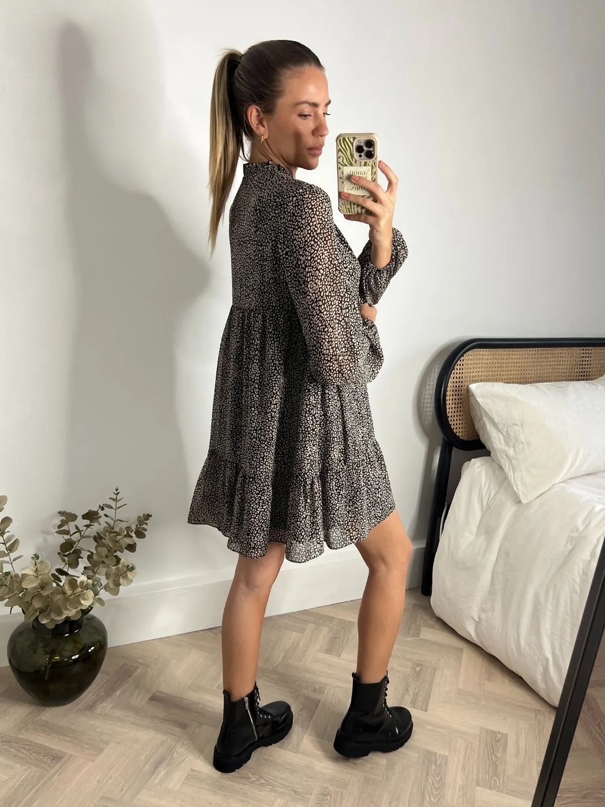 Nancy Blouson Mini Shirt Dress / Animal