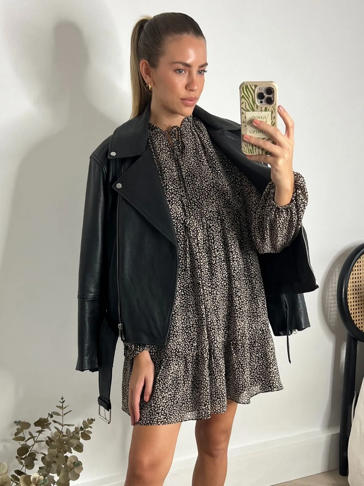 Nancy Blouson Mini Shirt Dress / Animal