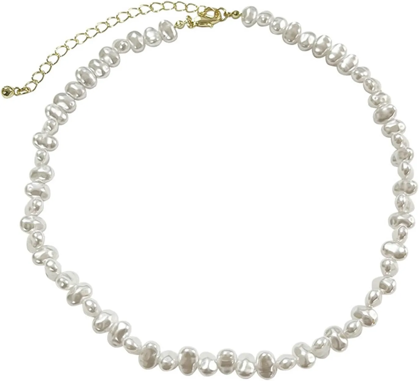 Natural Pearl Necklace for Women Trendy Baroque Pearl Necklace Adjustable Baroque Choker Necklace Dainty Pearl Beaded Chain Necklace Pearl Jewelry for Women