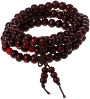 Natural-Sandalwood Buddhist Prayer Bracelets 8mm Beads Bracelets 108 Wood Beads Meditation Bracelet Gift for Men Women