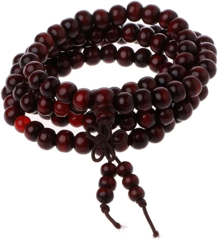 Natural-Sandalwood Buddhist Prayer Bracelets 8mm Beads Bracelets 108 Wood Beads Meditation Bracelet Gift for Men Women